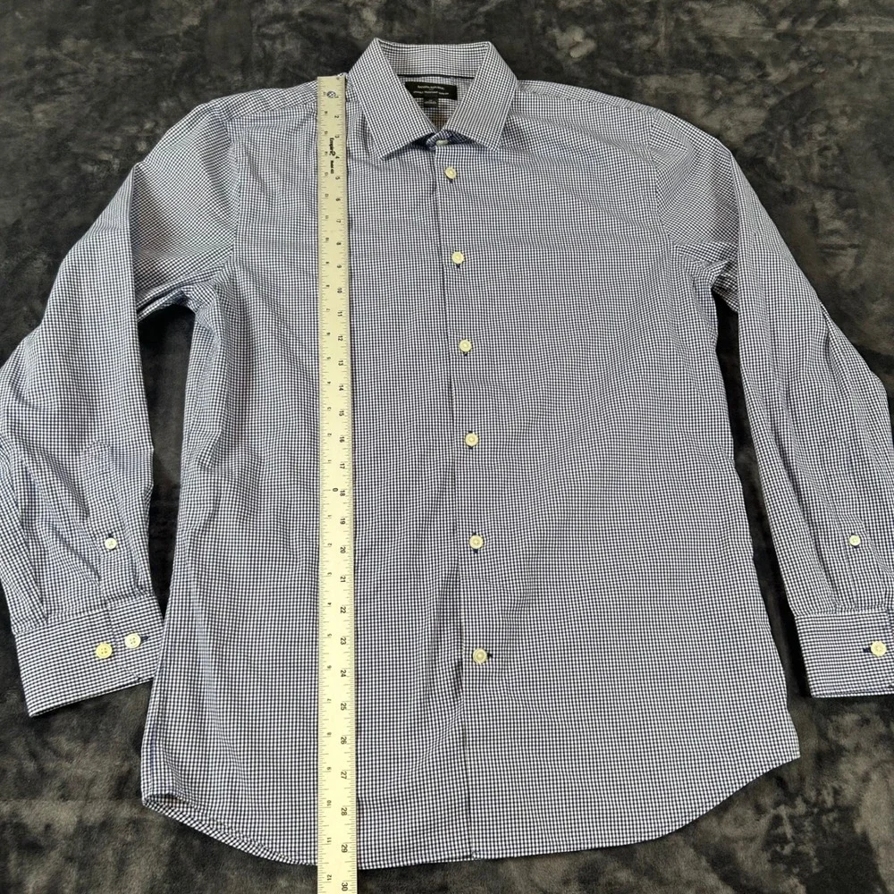 Banana Republic Button Down Mens M Blue Gingham Wrinkle Resistant‎ Slim Fit